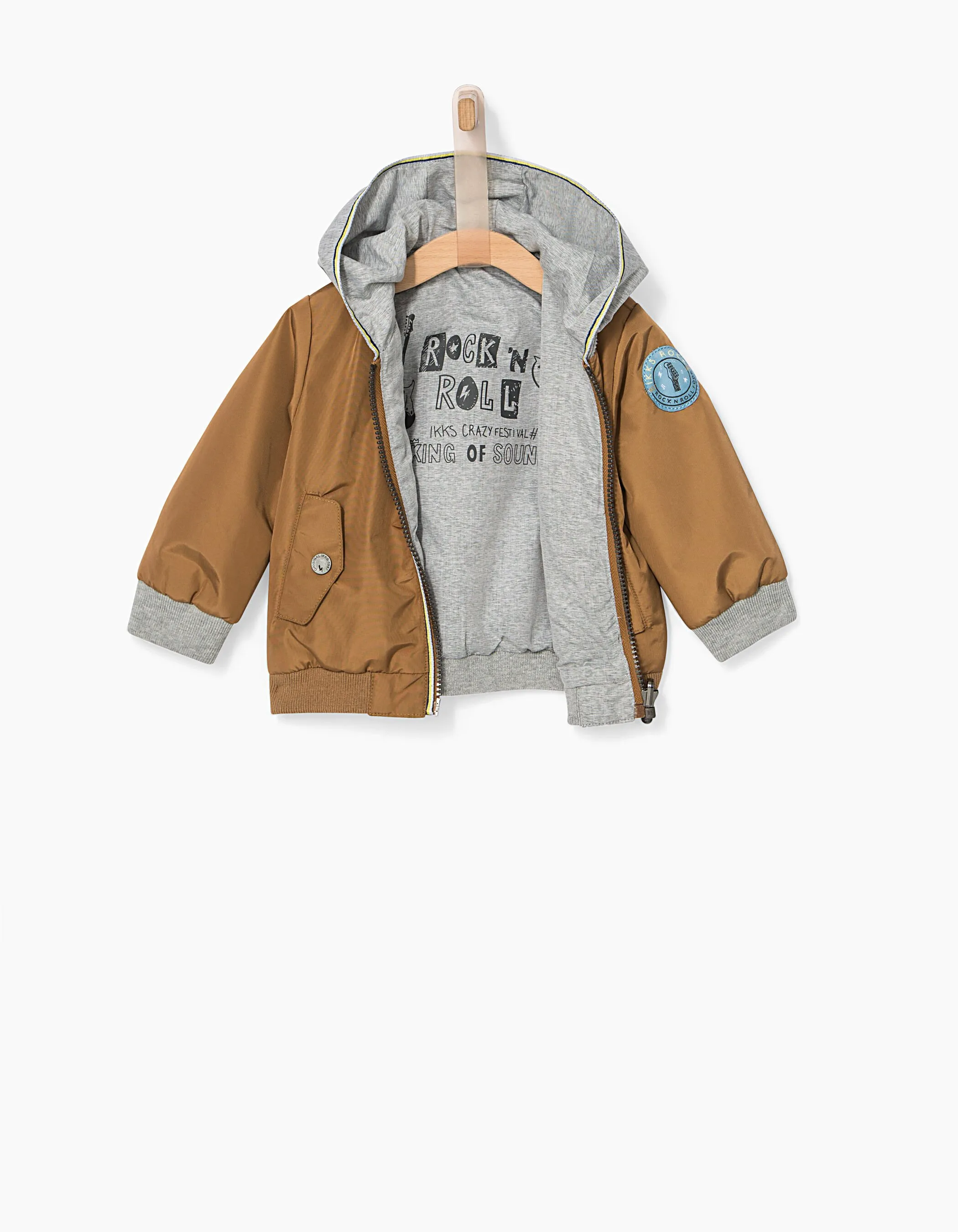 Blouson réversible camel et gris bébé garçon 