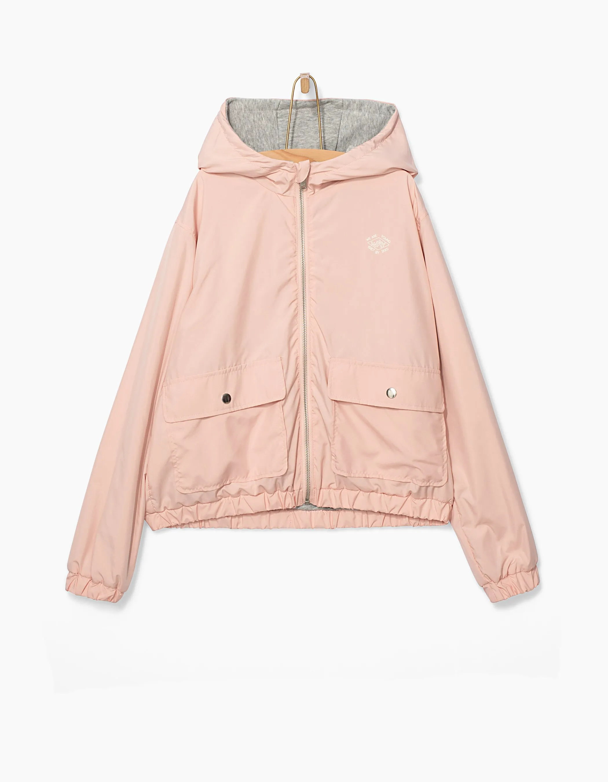 Blouson réversible rose pastel et gris fille