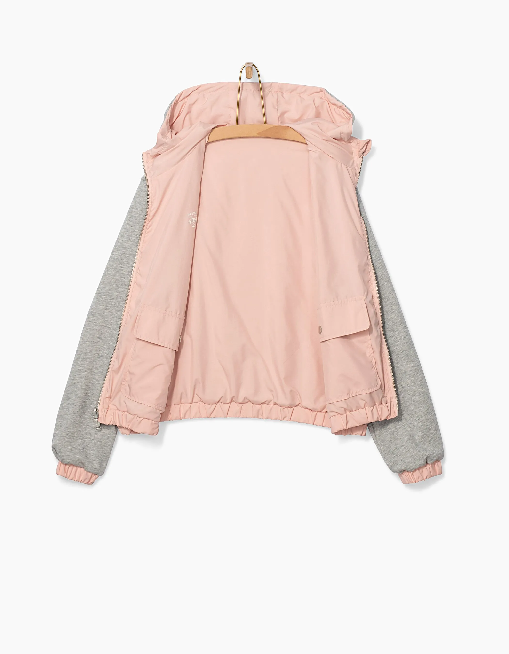 Blouson réversible rose pastel et gris fille