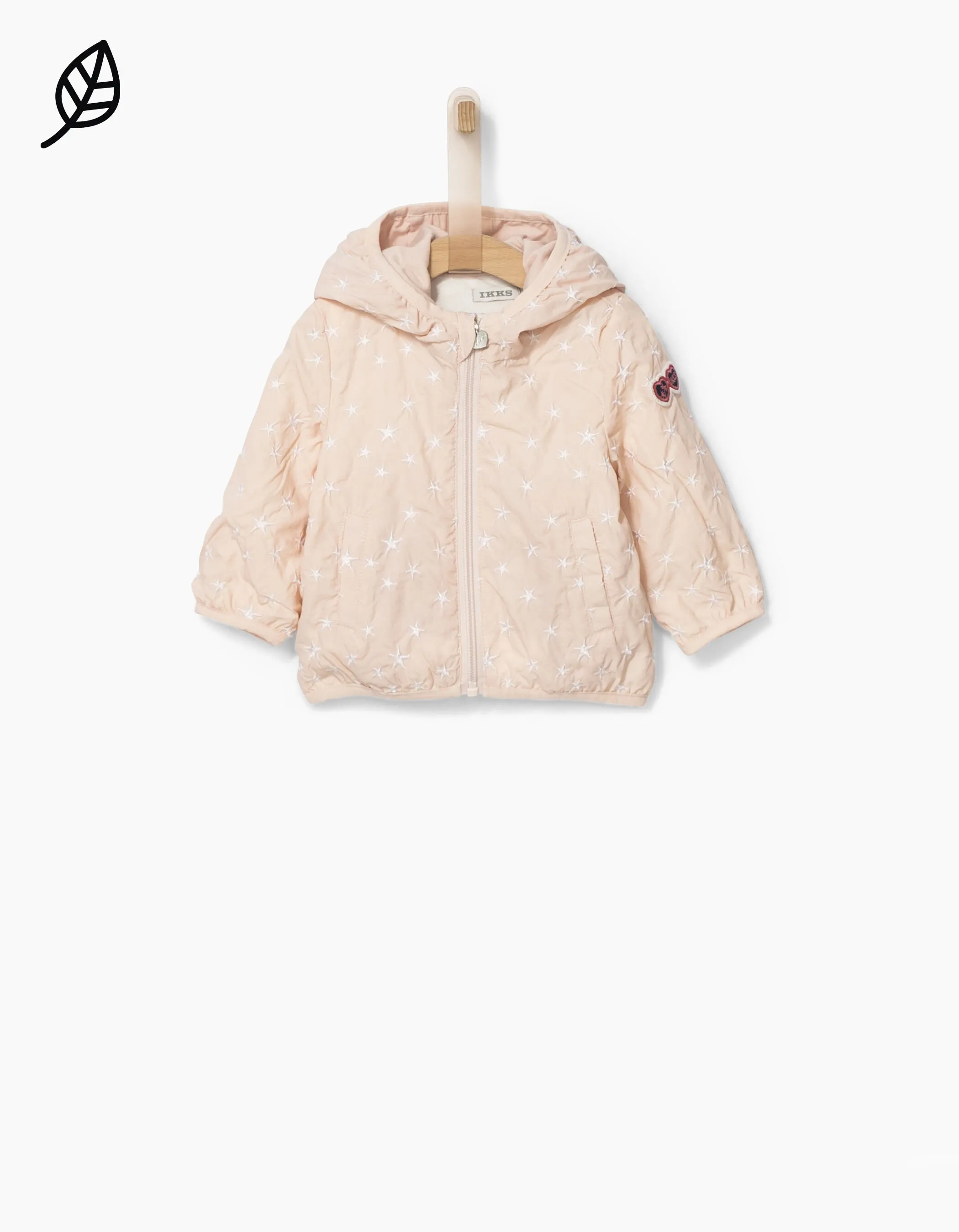 Blouson rose poudré brodé étoiles bébé fille