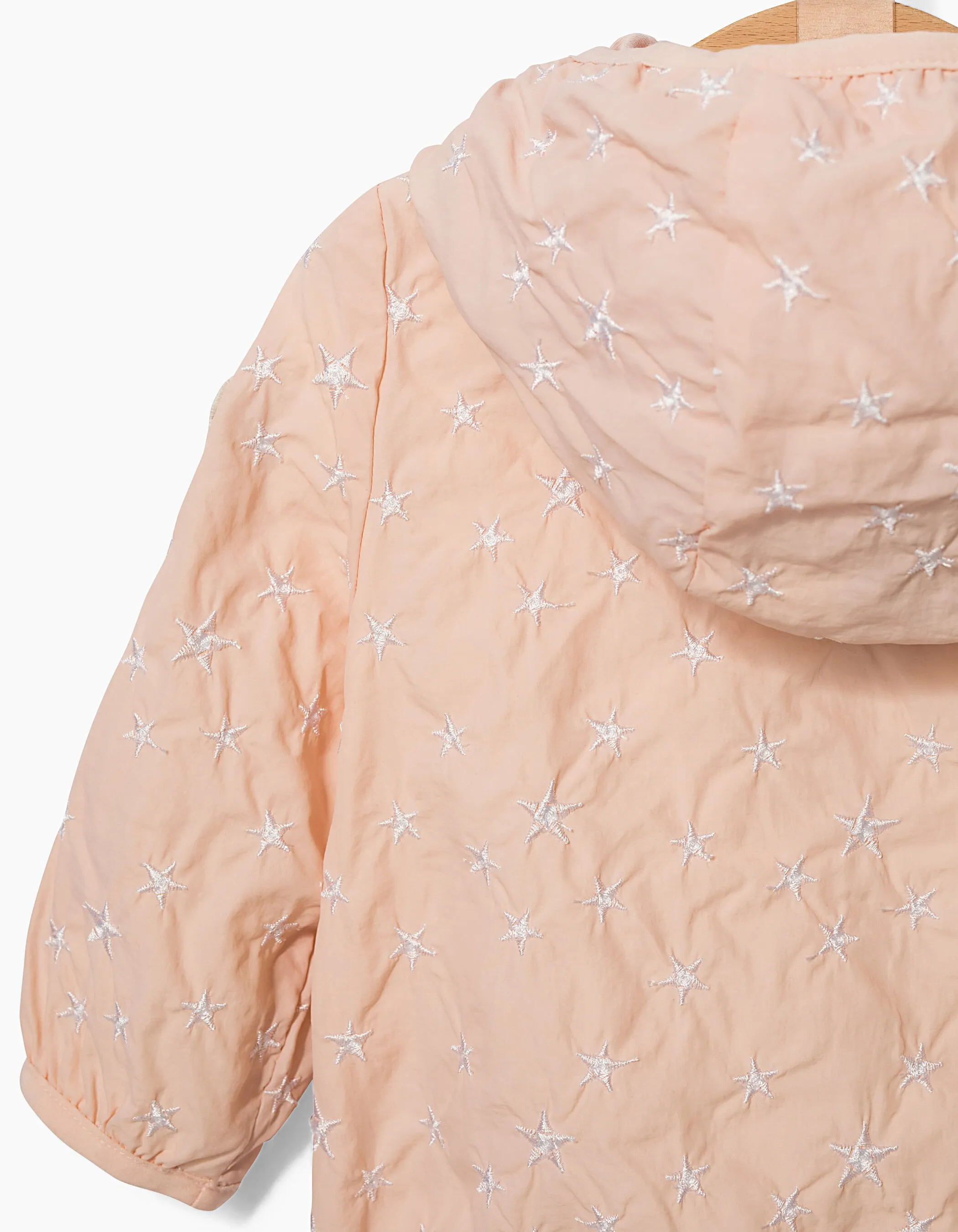 Blouson rose poudré brodé étoiles bébé fille