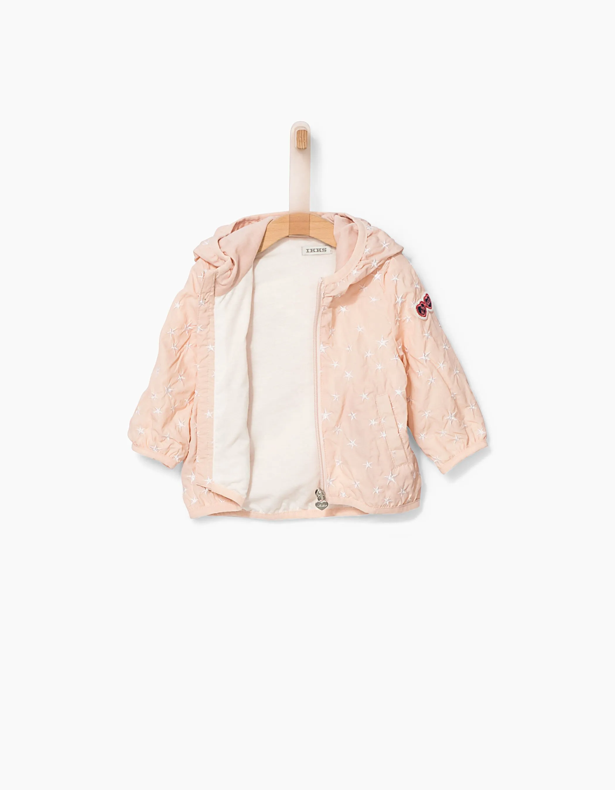 Blouson rose poudré brodé étoiles bébé fille