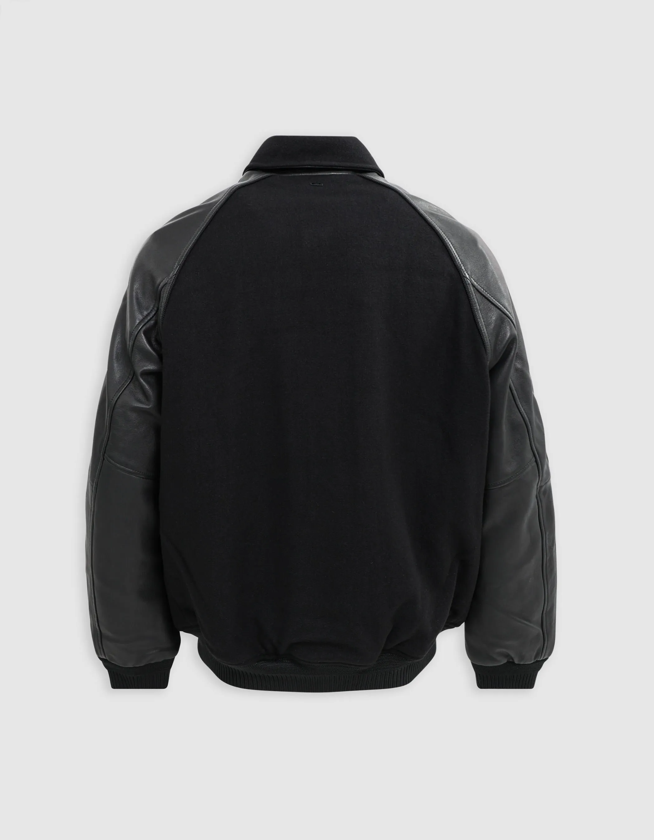 Blouson teddy noir cuir chrome free bi-matière Homme