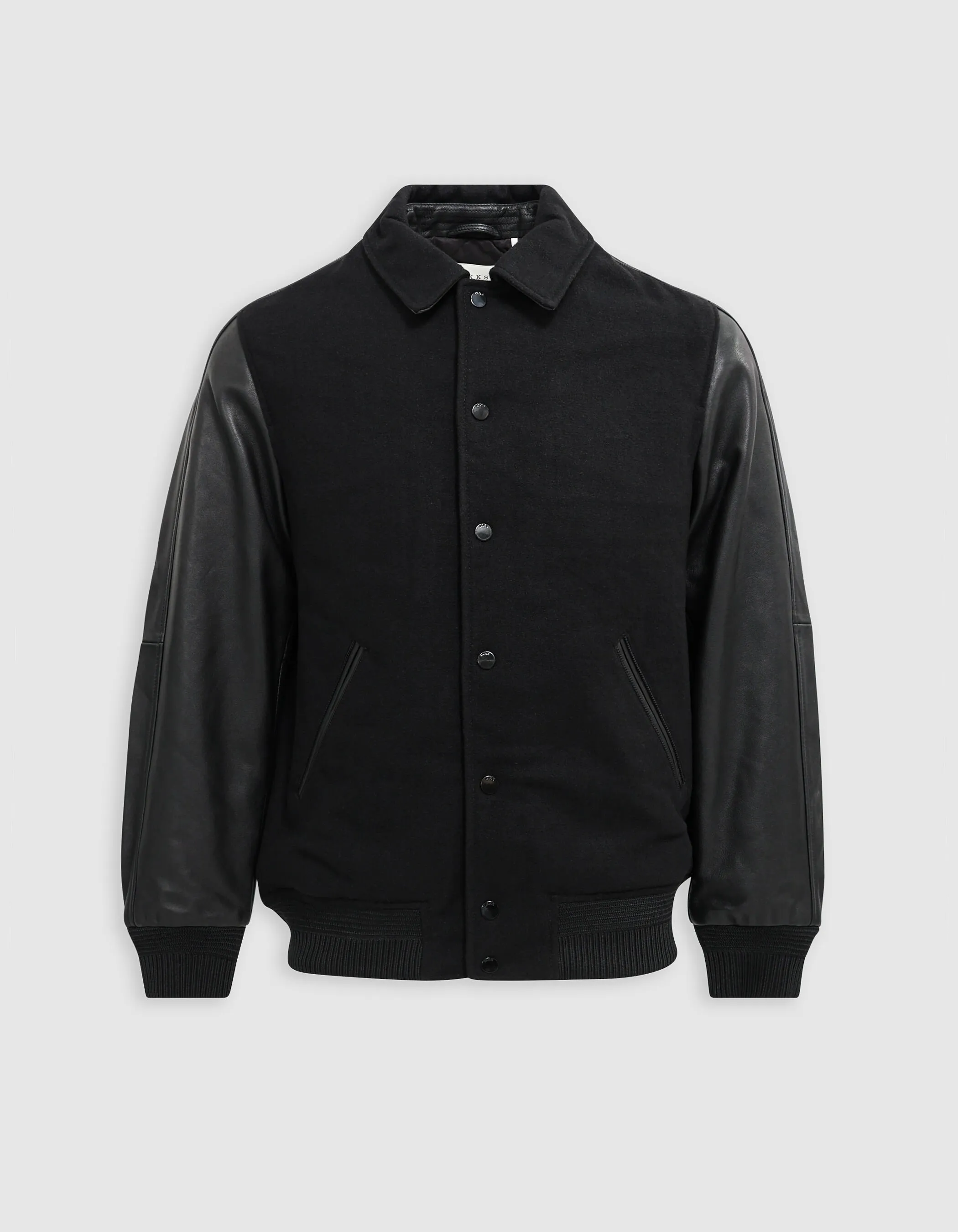 Blouson teddy noir cuir chrome free bi-matière Homme