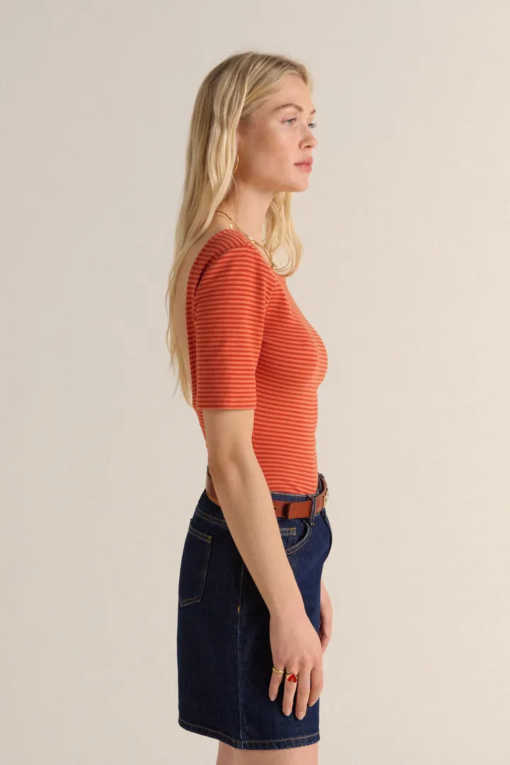 Body Heureuse rayures rouge et orange