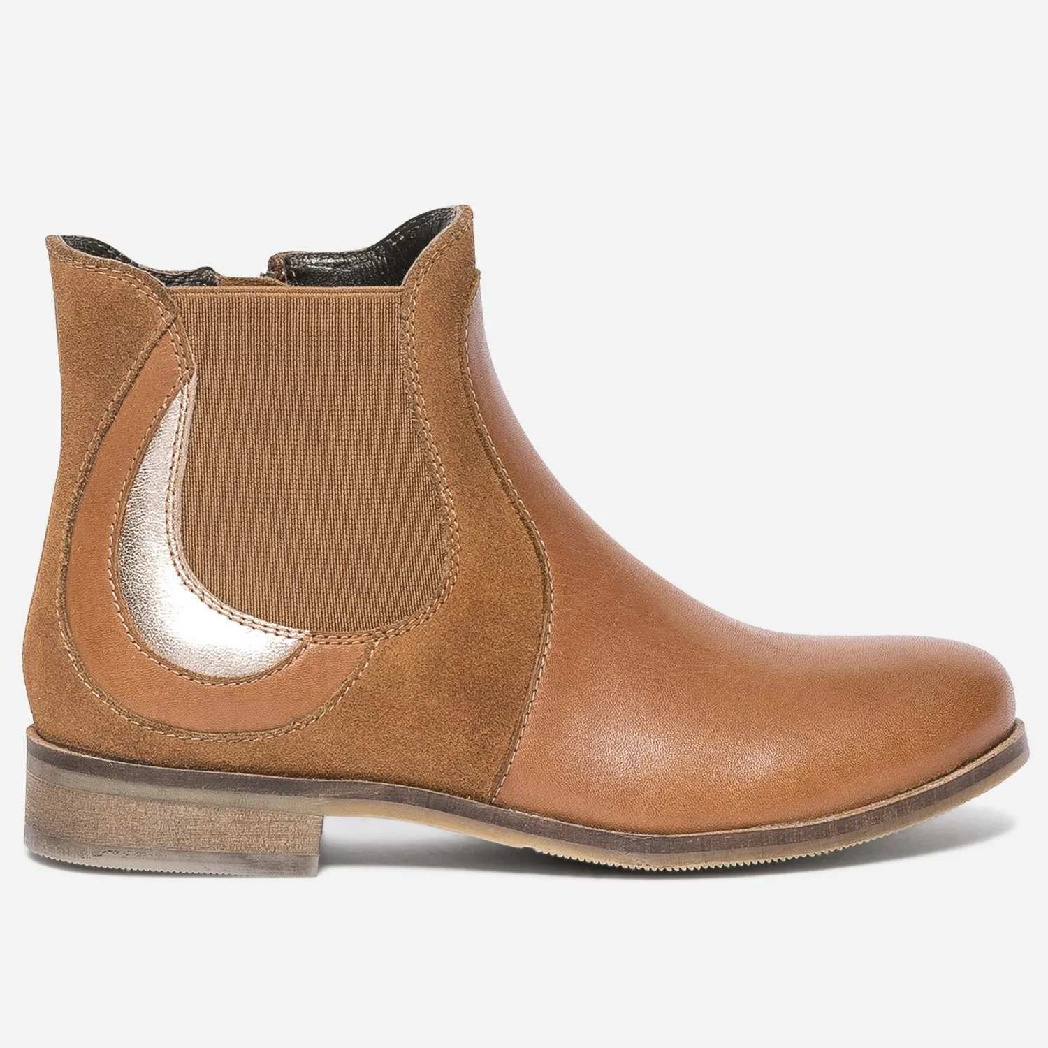 Boots camel en cuir à détails cuivrés - Boots Enfant | ERAM