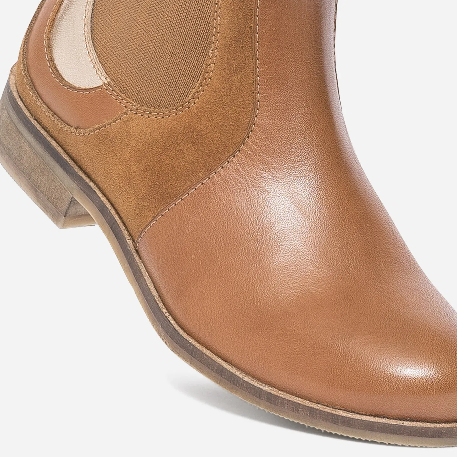 Boots camel en cuir à détails cuivrés - Boots Enfant | ERAM