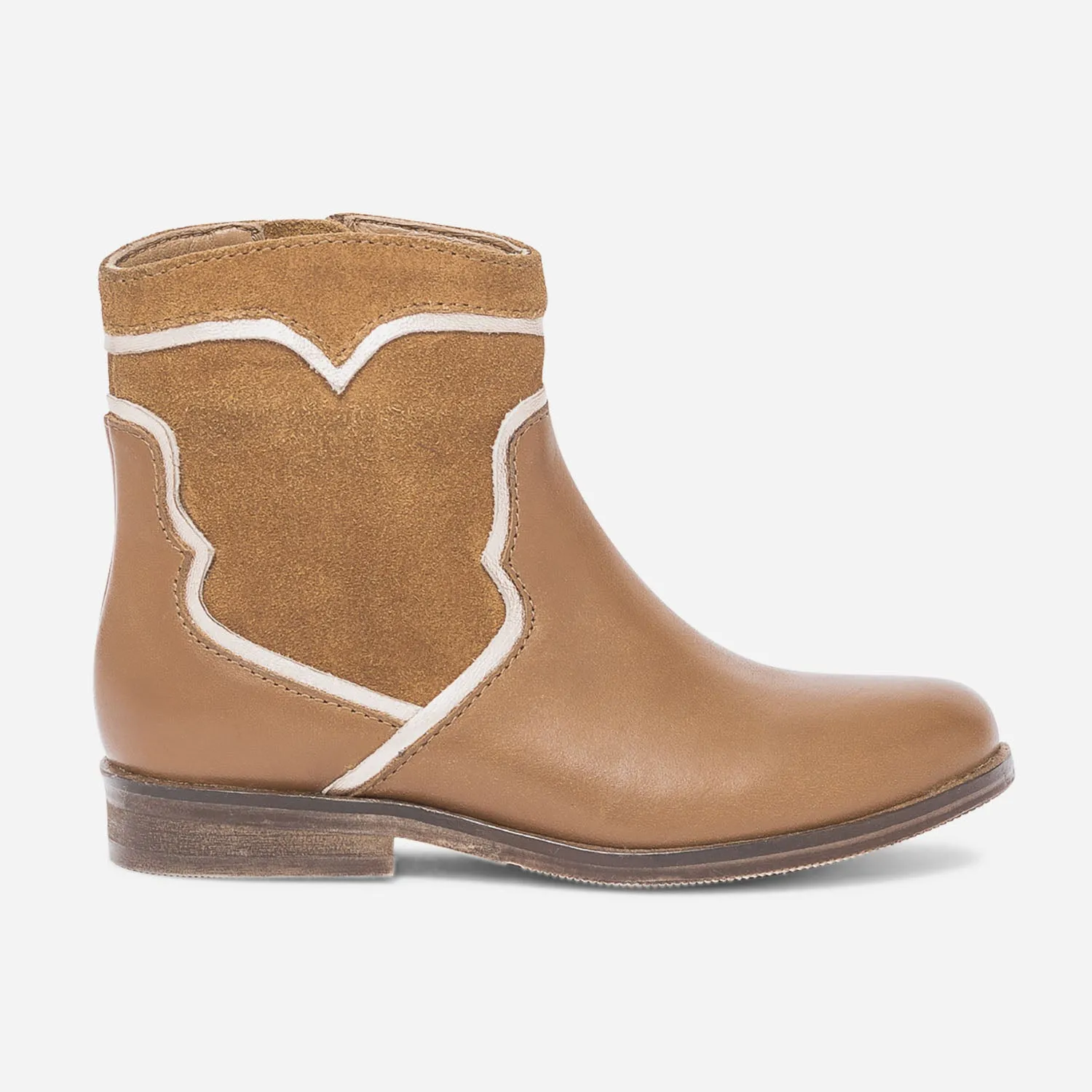 Boots camel et or en cuir - Boots Enfant | ERAM