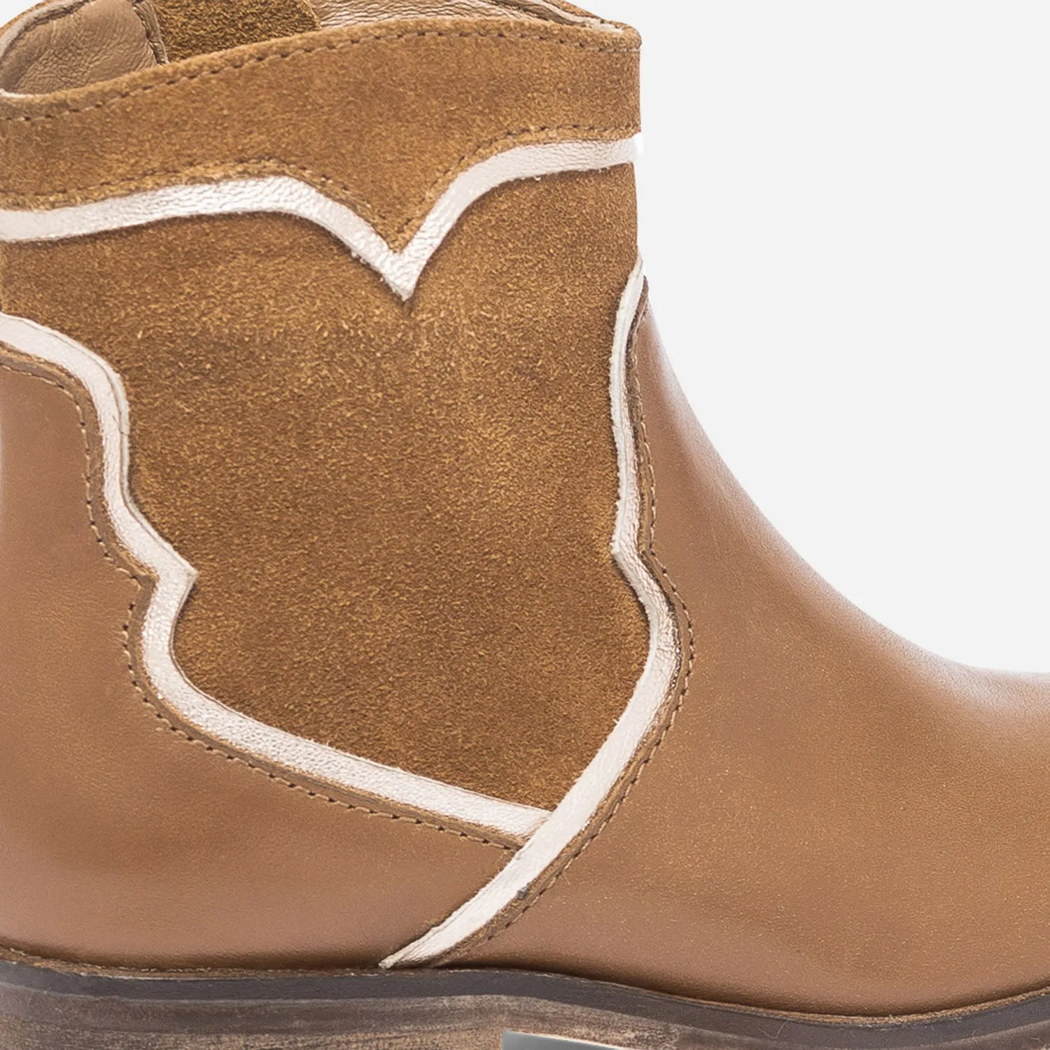 Boots camel et or en cuir - Boots Enfant | ERAM