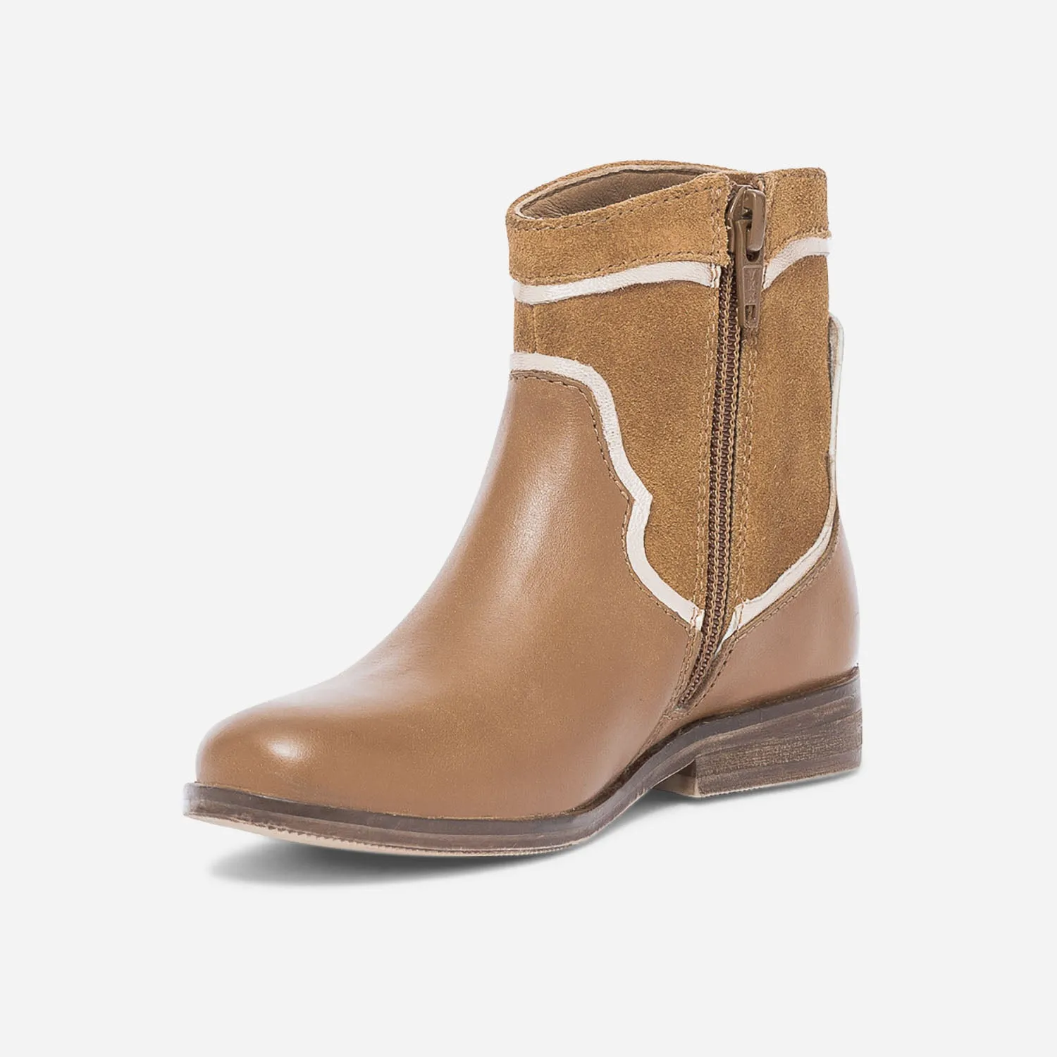 Boots camel et or en cuir - Boots Enfant | ERAM