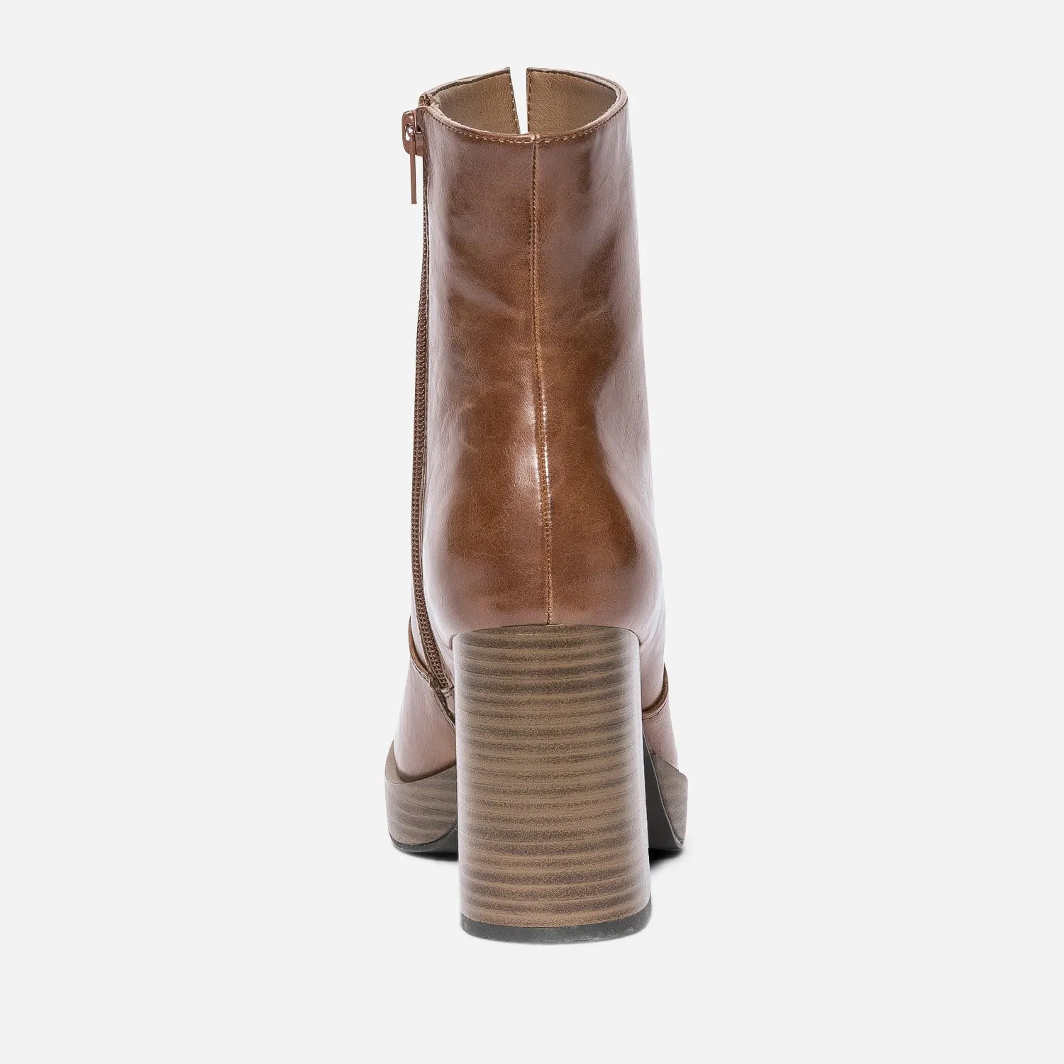 Boots camel à plateforme et talon flare - Boots / bottines Femme | ERAM