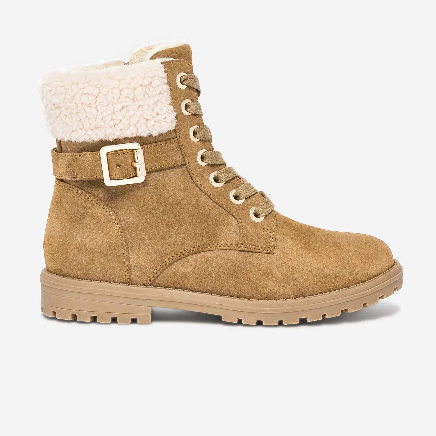 Boots à lacet camel fourré - Boots Enfant | ERAM