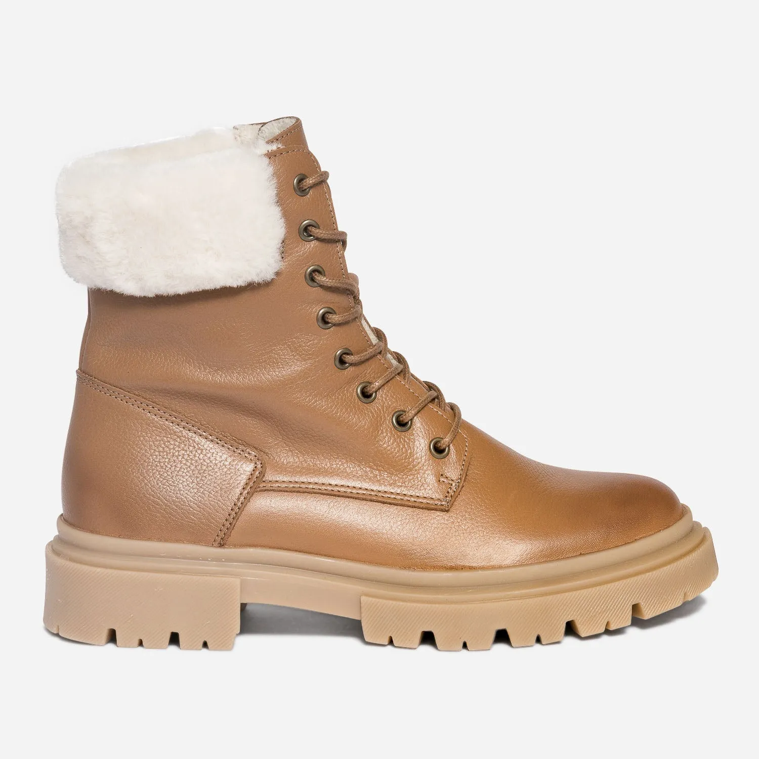 Bottine TEXTO camel éco-conçue en cuir fourré - Boots / bottines Femme | ERAM