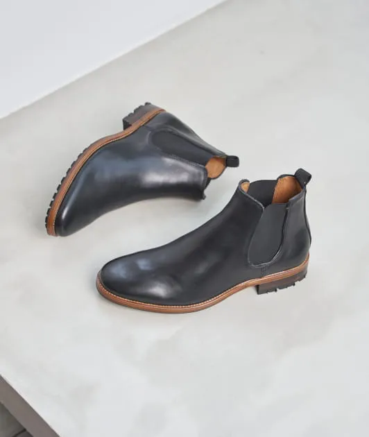 Bottines chelsea Cuir pour homme: L'Homme Pressé Commando Cuir Noir à crampons