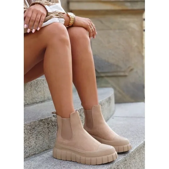 Bottines Chelsea femme sport beige foncé