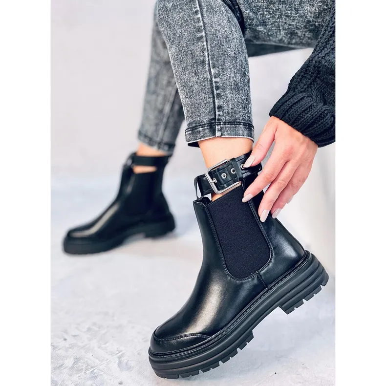 Bottines Chelsea femme Stoke Black Pu le noir