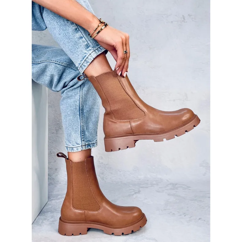 Bottines Chelsea hautes femme Setze Tan brun