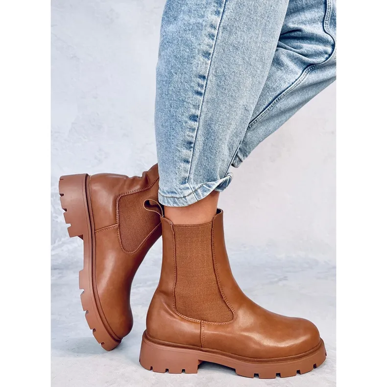 Bottines Chelsea hautes femme Setze Tan brun