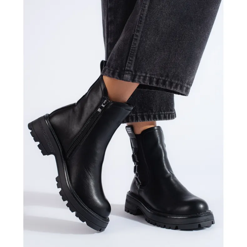 Bottines Chelsea noires pour femme sur semelle Shelovet noire le noir