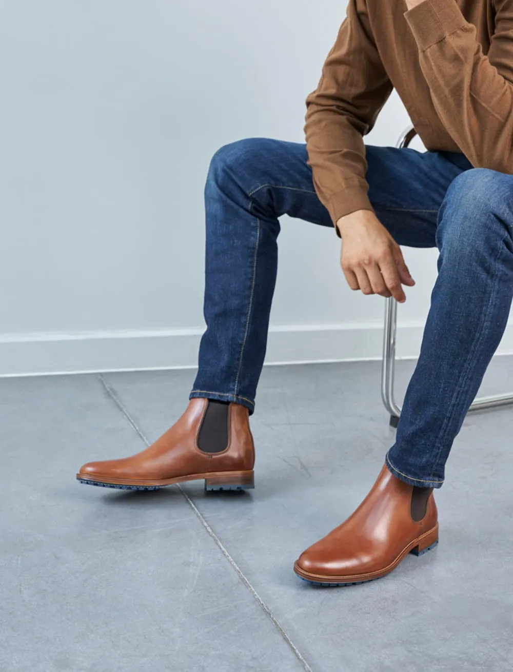 Bottines Chelsea à crampons pour homme: L'Homme Pressé Commando Cuir Cognac