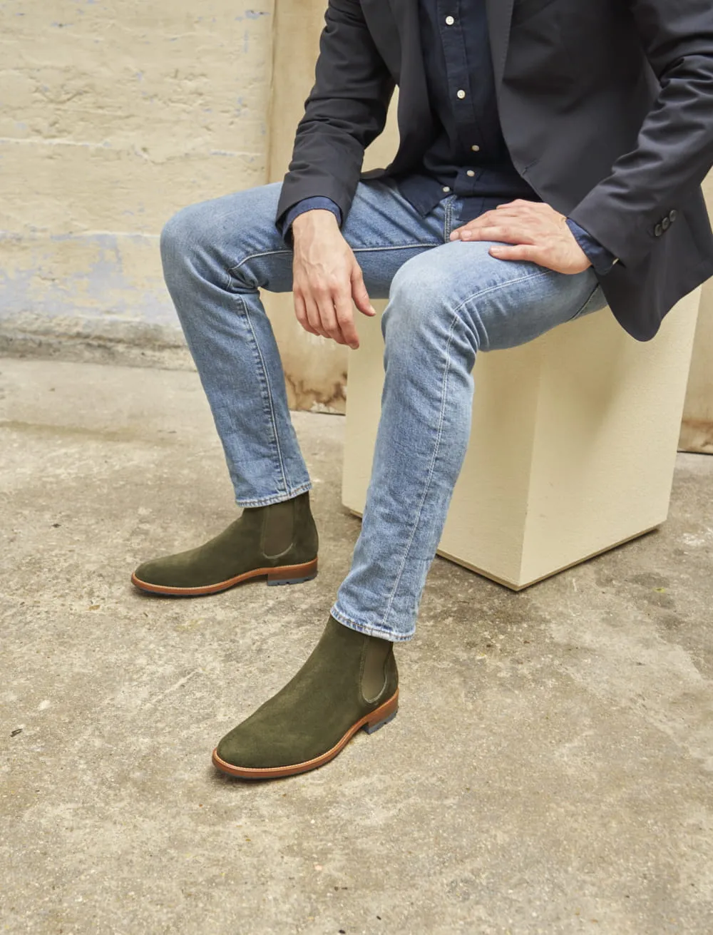 Bottines chelsea à crampons pour homme: L'Homme Pressé Commando Nubuck Kaki