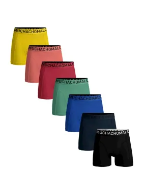 Boxers Muchachomalo Men Light Cotton Solid Black Blue Green Red Orange Yellow (7-Pack)