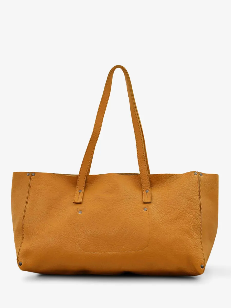 CABAS CUIR JAUNE FEMME L'Effronté - M - Safran