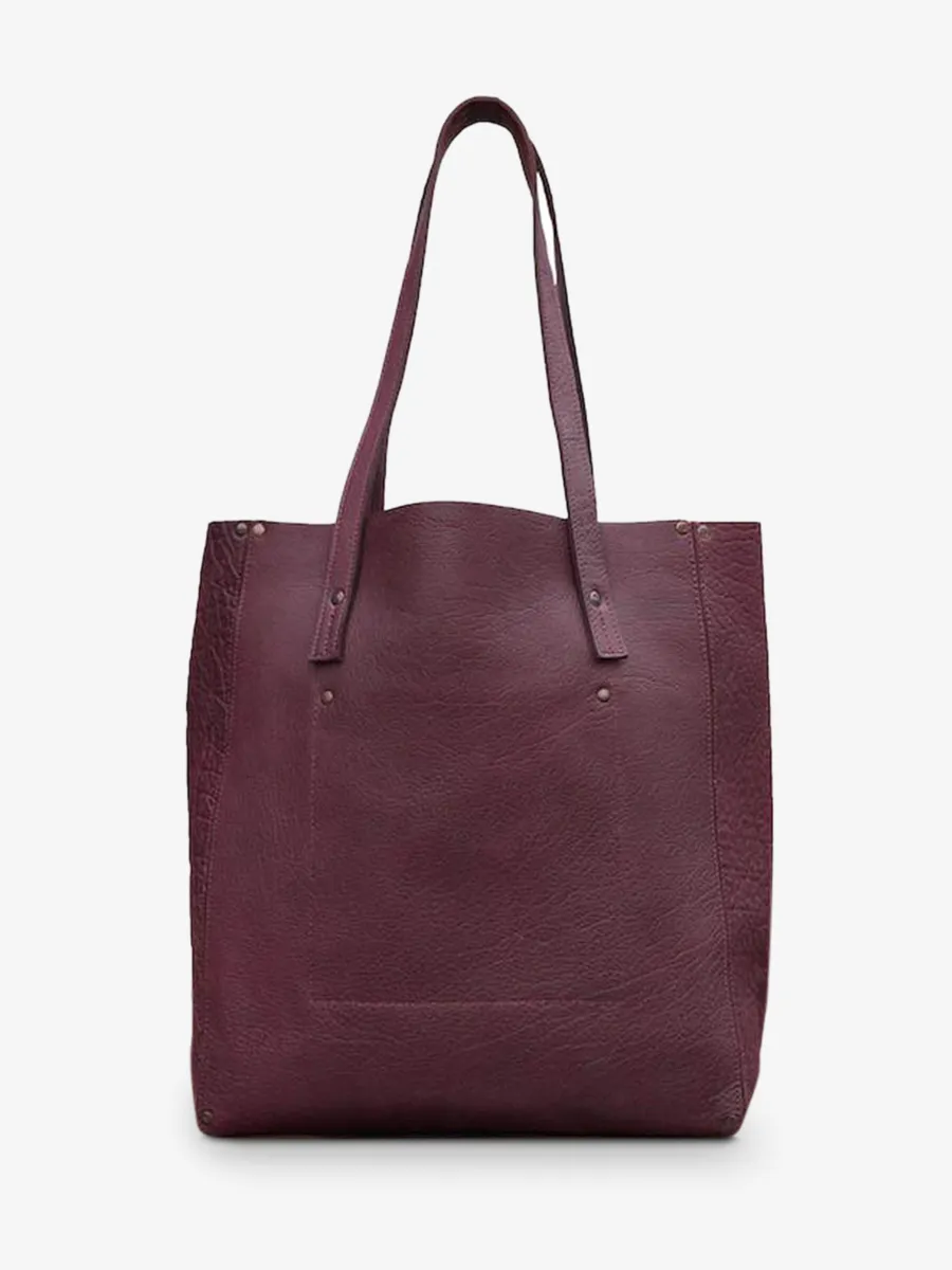 CABAS CUIR VIOLET FEMME L'Effronté - L - Prune