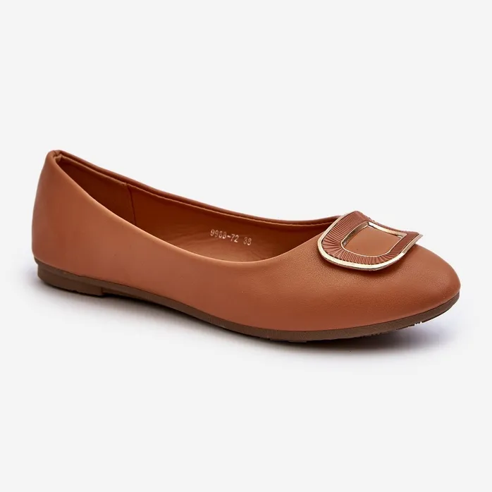 Camel Enicoria - Ballerines en cuir écologique avec décoration brun