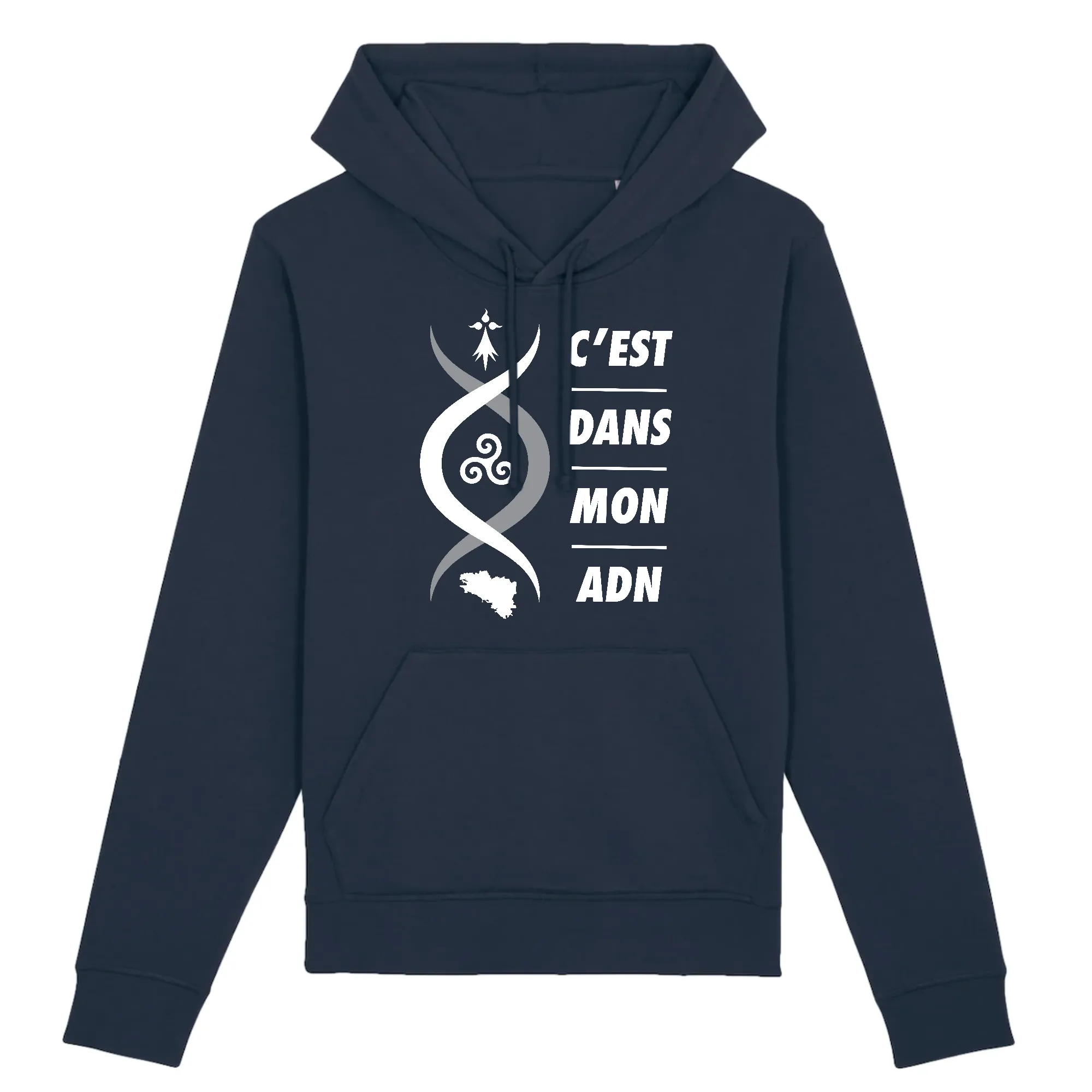 C`est dans mon ADN - Bretagne - Sweatshirt à capuche coton bio - impression FR