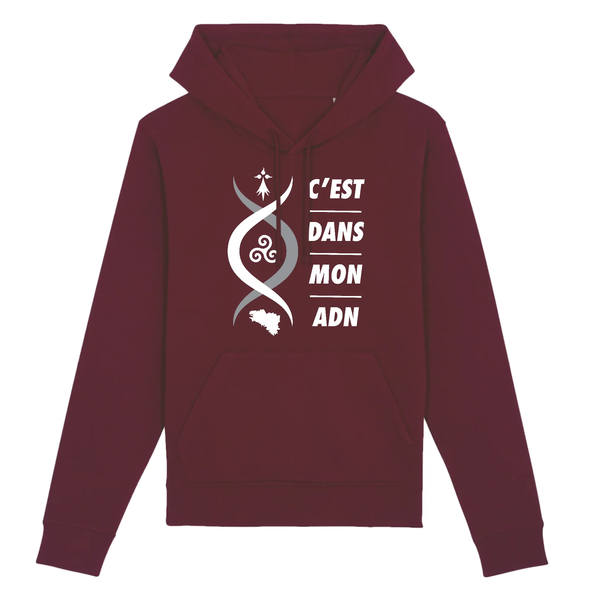 C`est dans mon ADN - Bretagne - Sweatshirt à capuche coton bio - impression FR