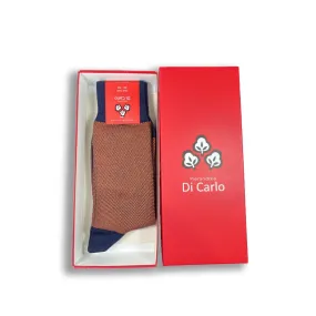 Chaussettes Onda CH navy & orange - Di Carlo