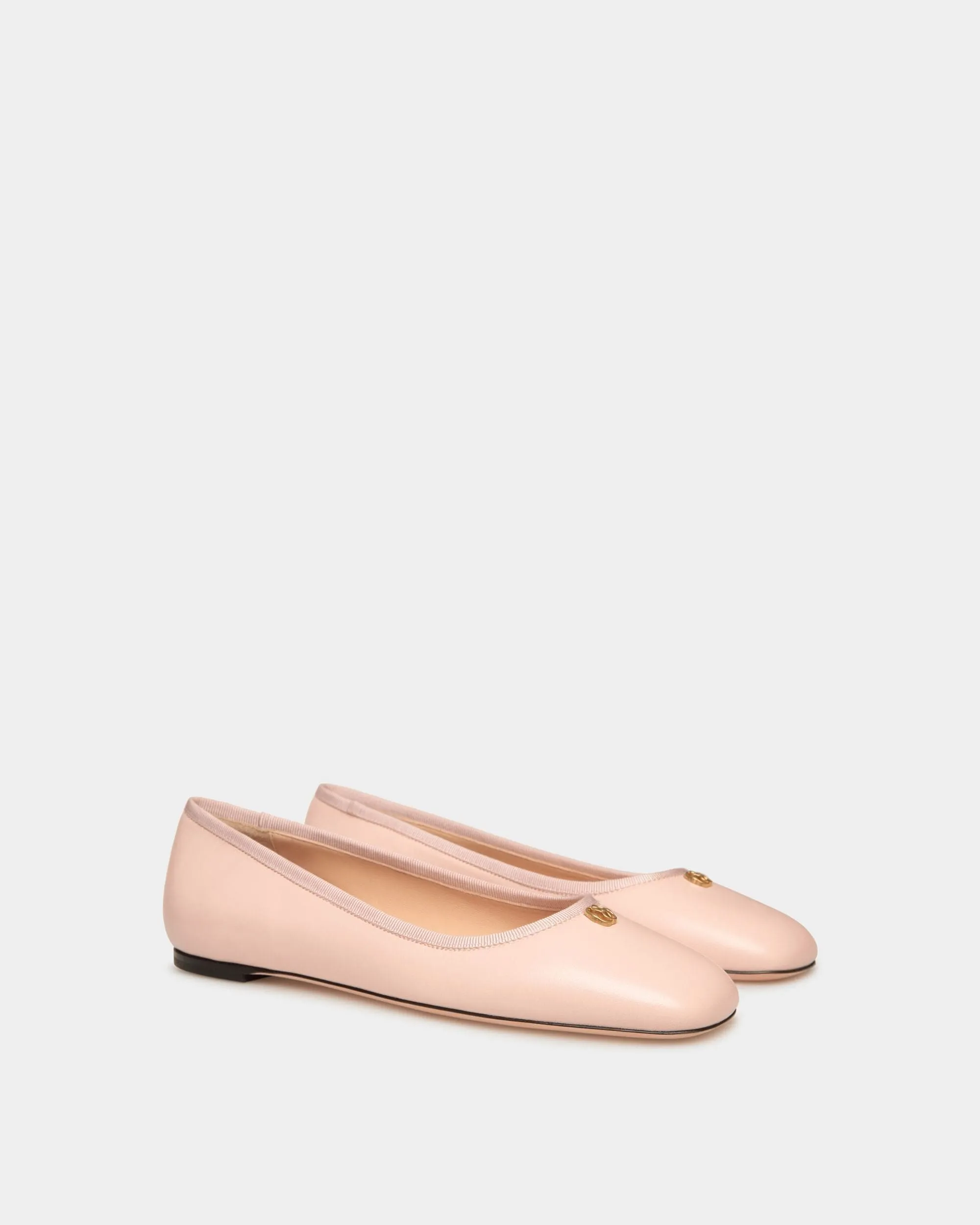 Chaussure À Talon Plat Ballyrina En Cuir Nappa Rose Clair