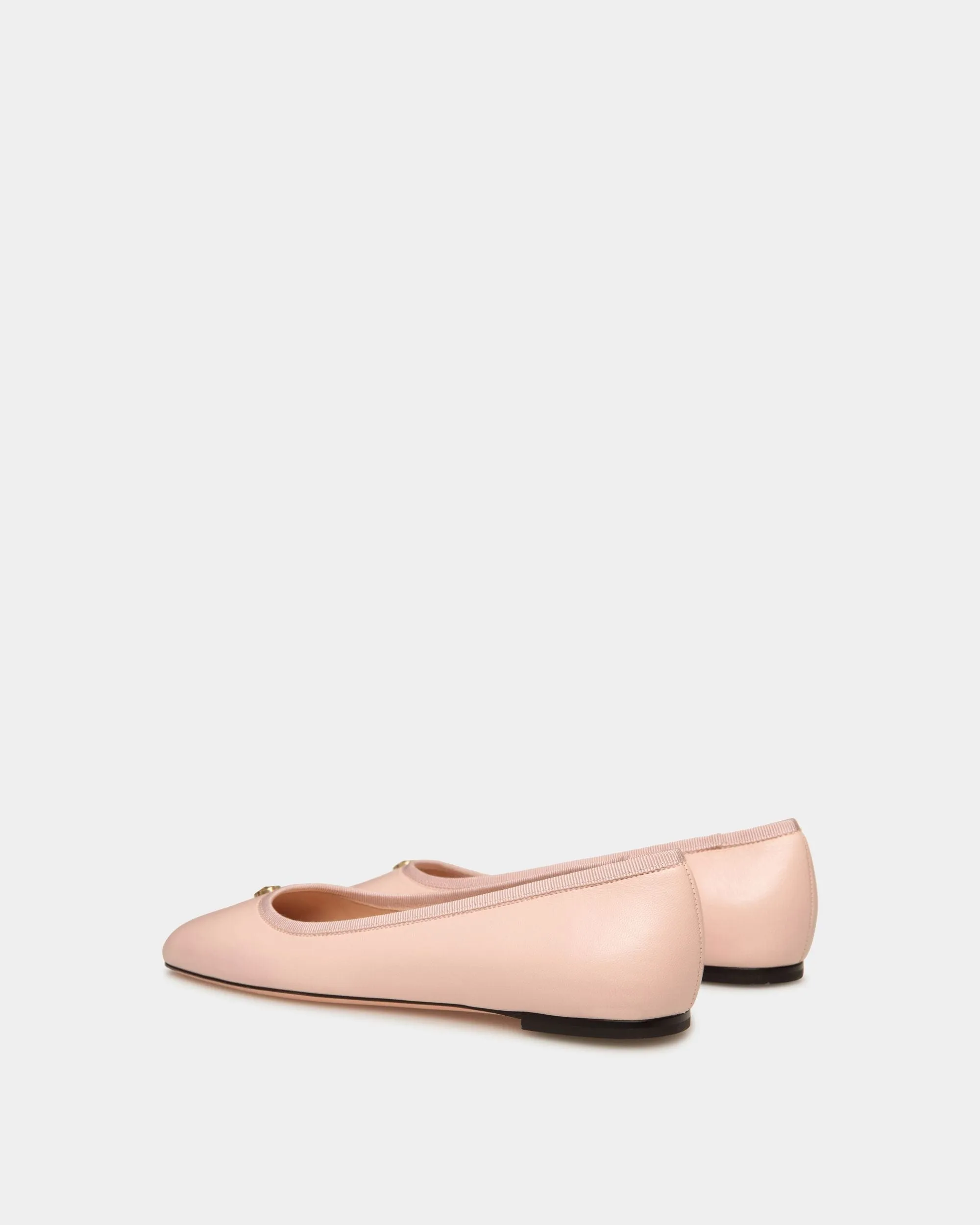 Chaussure À Talon Plat Ballyrina En Cuir Nappa Rose Clair