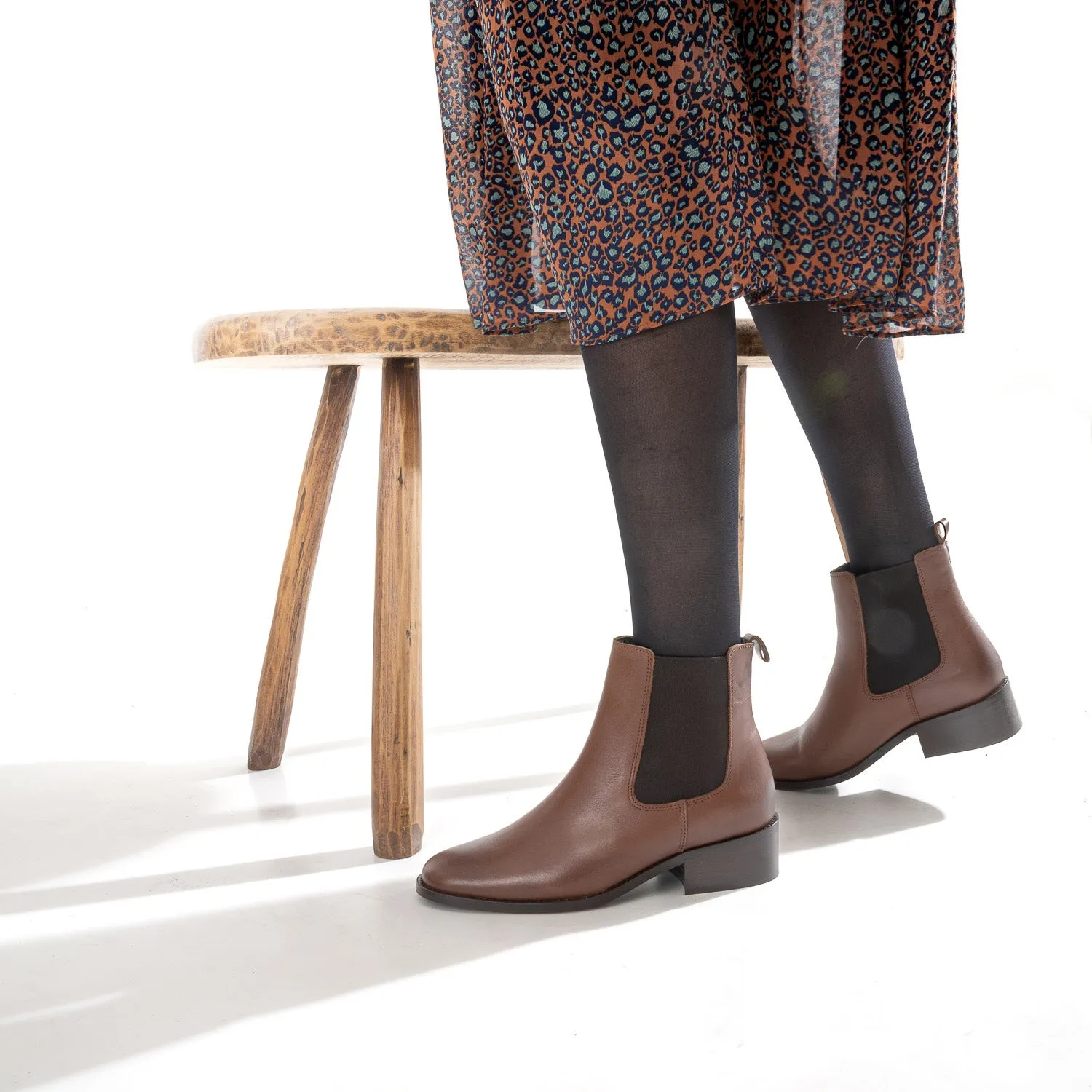 Chelsea boots cognac éco-conçu en cuir - Boots / bottines Femme | ERAM