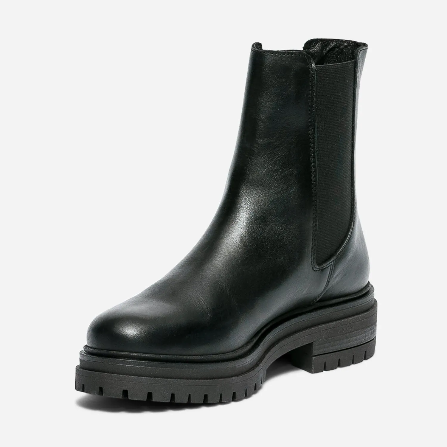 Chelsea boots TEXTO noir en cuir à semelle crantée - Boots / bottines Femme | ERAM