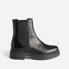 Chelsea boots TEXTO noir en cuir à semelle crantée - Boots / bottines Femme | ERAM