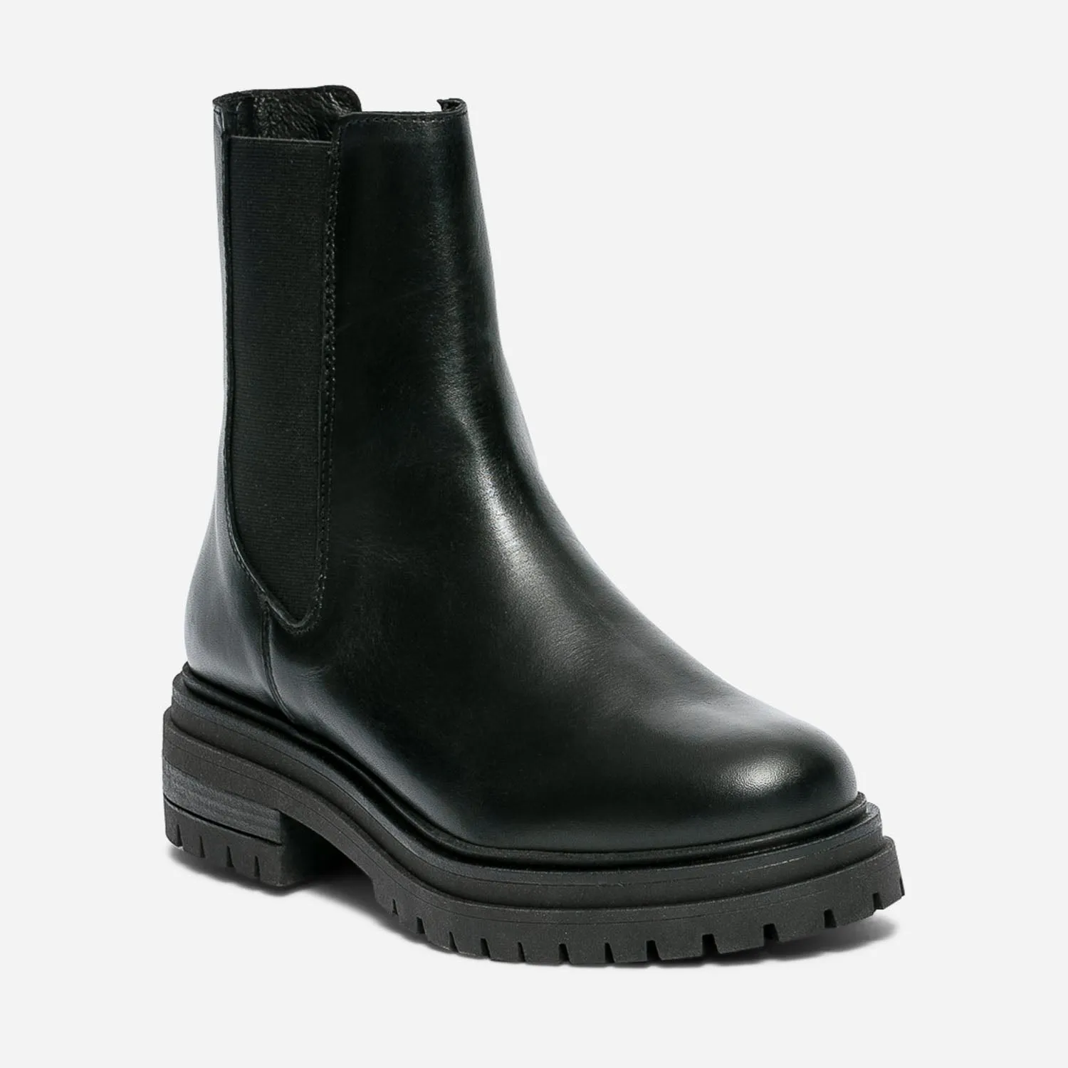 Chelsea boots TEXTO noir en cuir à semelle crantée - Boots / bottines Femme | ERAM