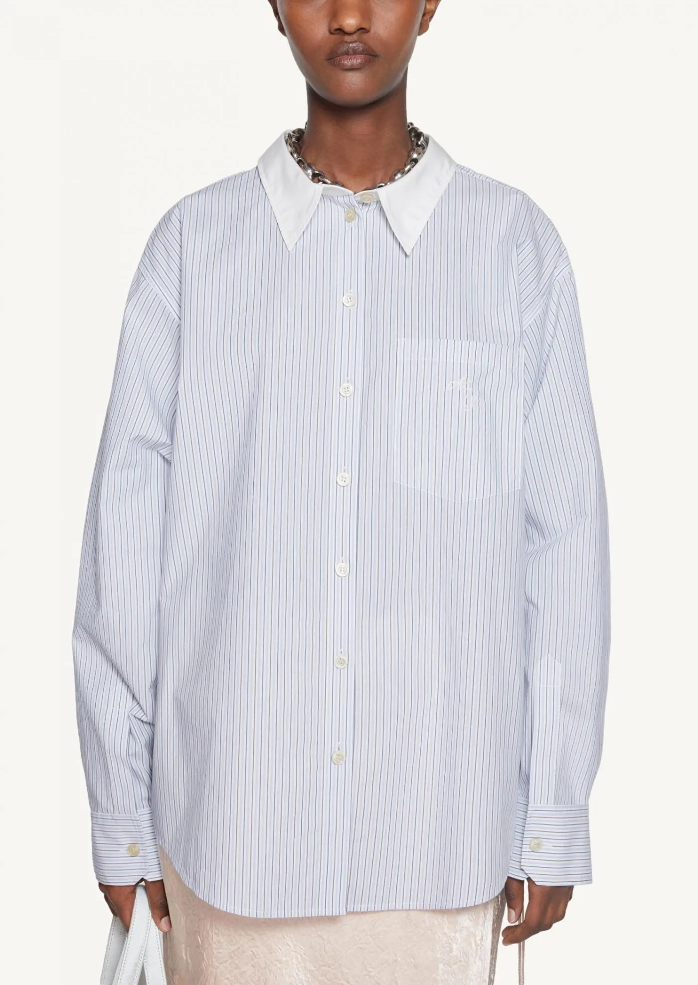 Chemise boutonnée à rayures bleu froid - Acne Studios