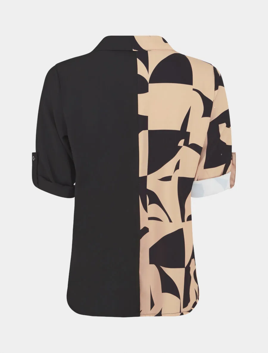 Chemise droite imprimé graphique - Camel