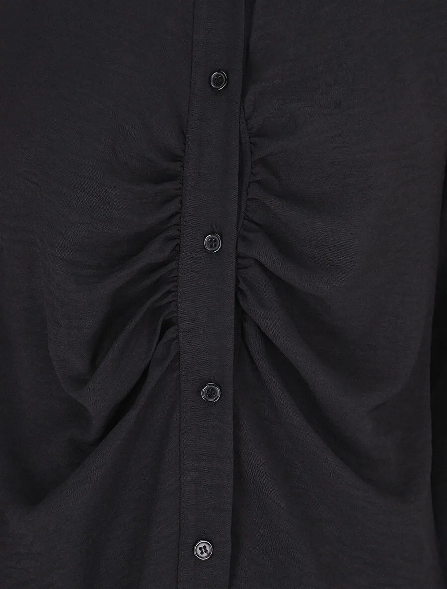 Chemise droite plissée - Noir