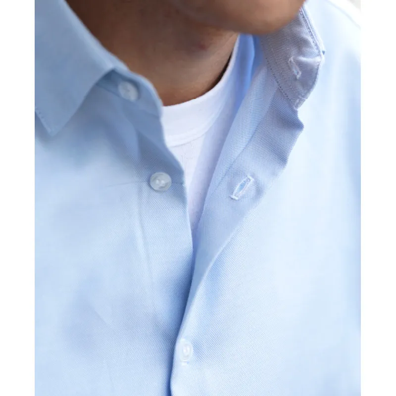 Chemise Graham bleu ciel en oxford made in France