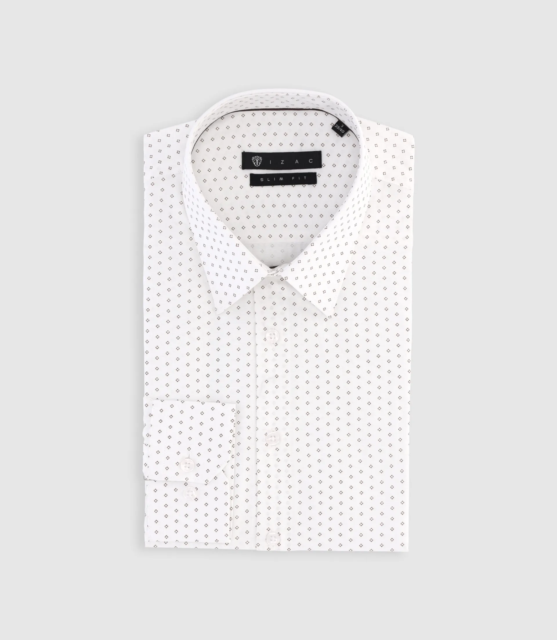 Chemise imprimée micro motifs blanche et camel PAOLINO