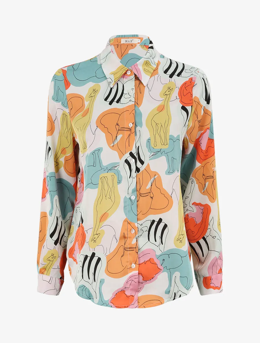 Chemise oversize à imprimé animal - Blanc