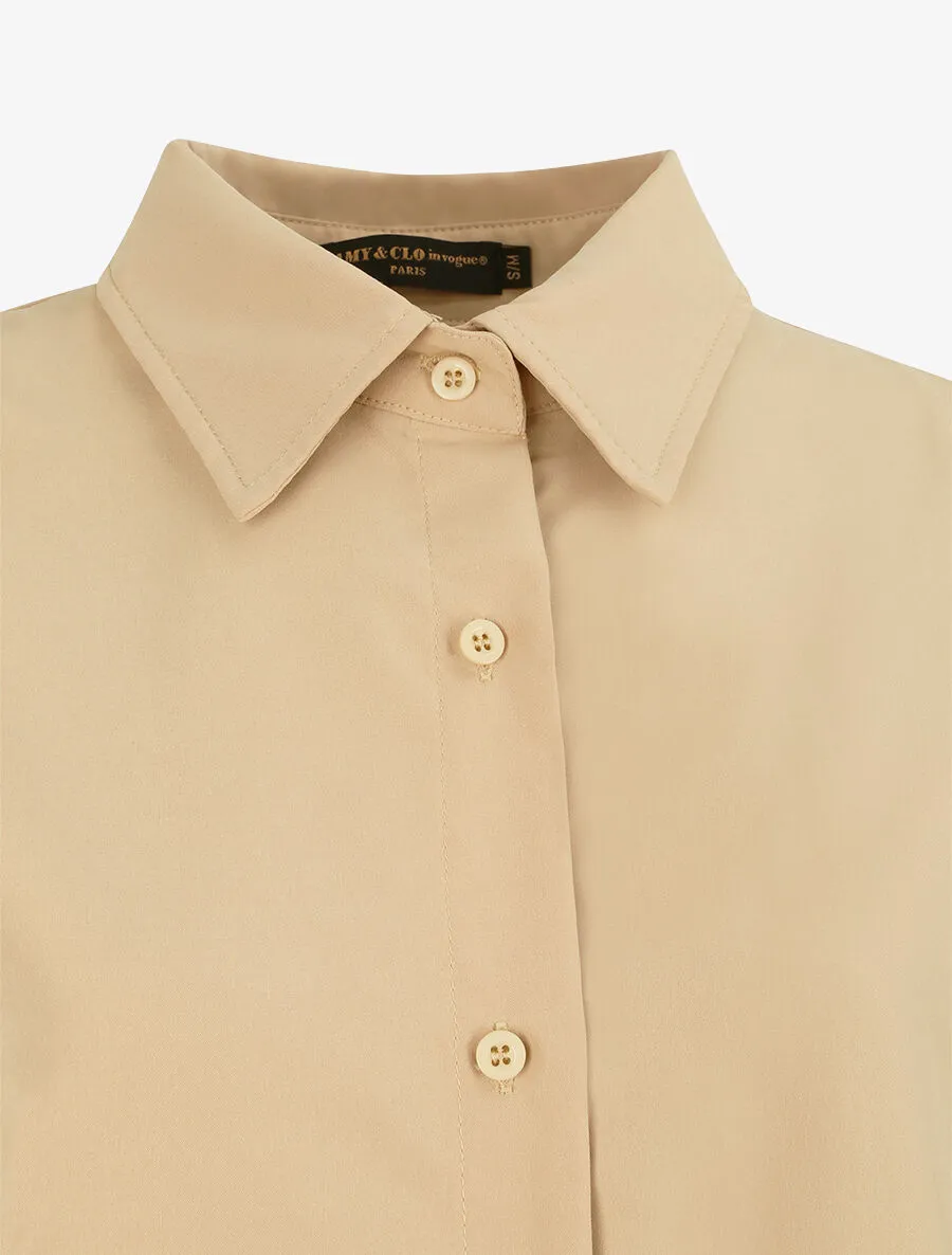 Chemise oversize coupe droite - Beige