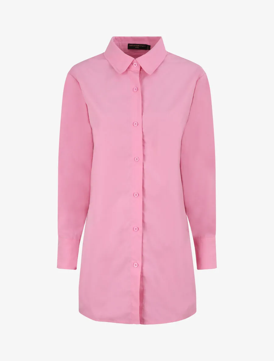 Chemise oversize coupe droite - Rose