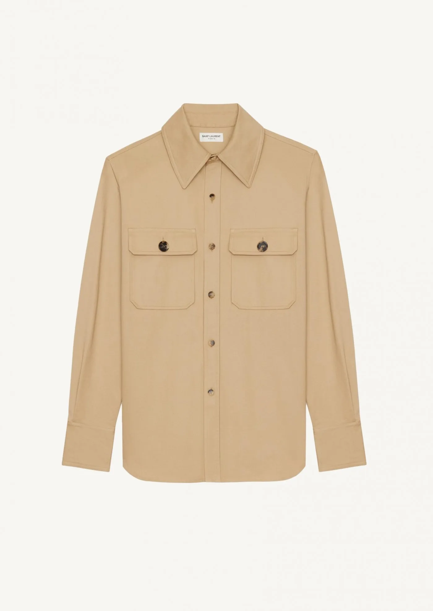 Chemise saharienne en drill de coton beige - Saint Laurent