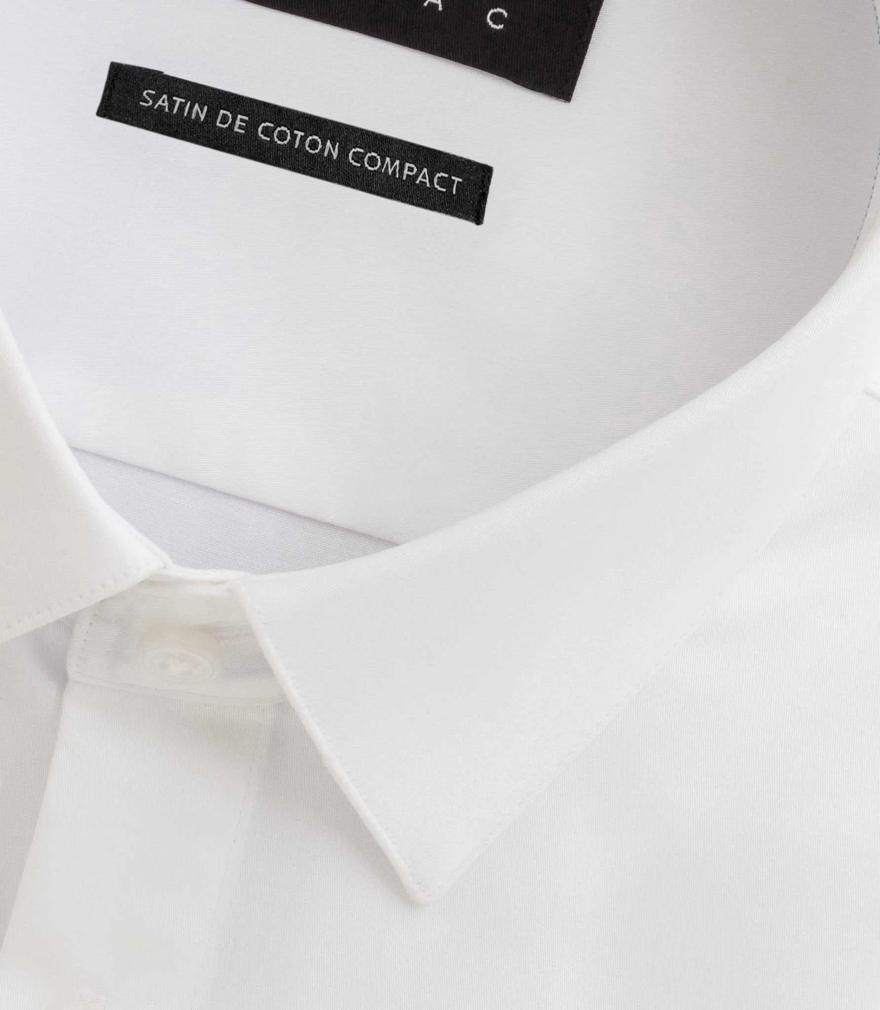 Chemise slim en satin de coton blanc SATINSLIM