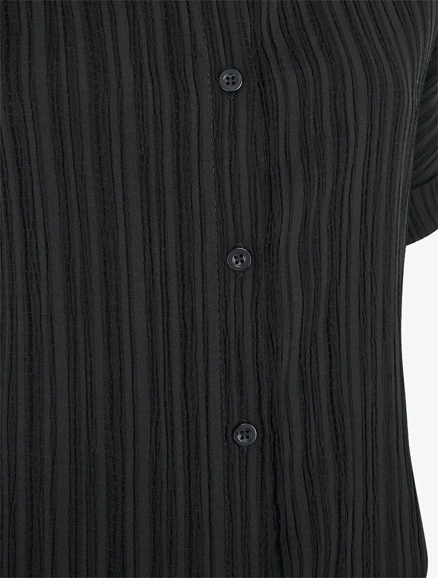 Chemise texturée à manches courtes - Noir