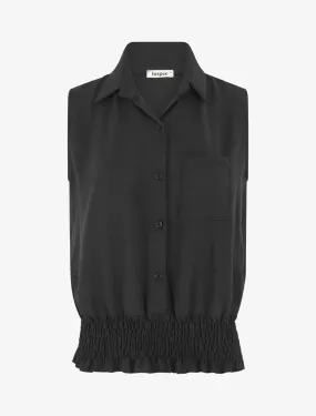 Chemise uni sans manches à bord élastiqué - Noir